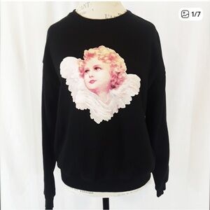 Forever 21 Angel Cherub Black Sweatshirt Small